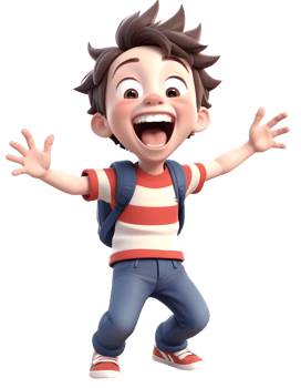 3d character of a man with a cheerful face opening his arms to the side png