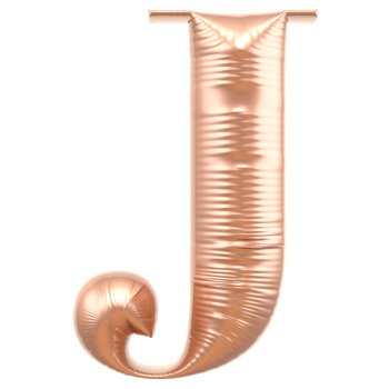 Letter J Gold 3D Render png