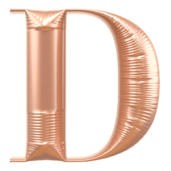 Letter D Gold 3D Render png