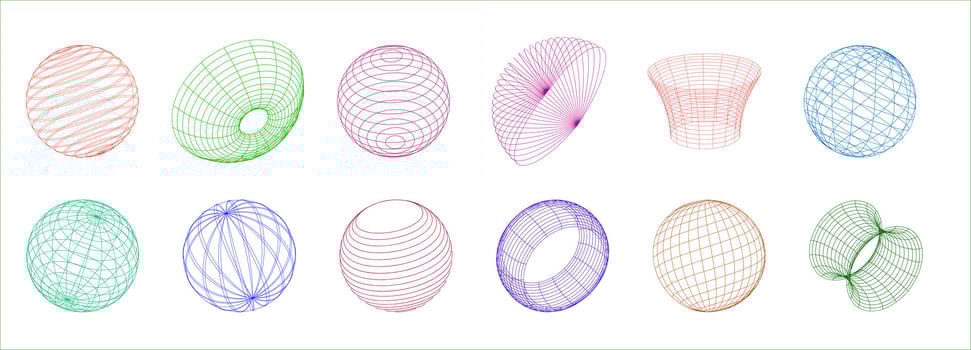 Colorful 3d Wireframe Set vector