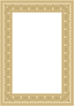 square golden Egyptian ornament. Endless border, ancient Egypt frame. vector