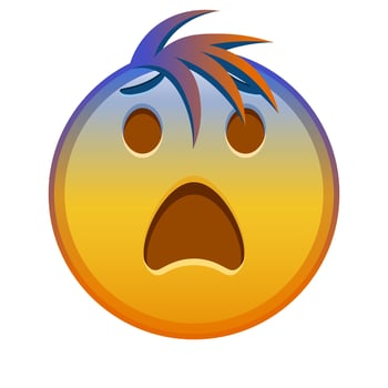Face in fear Large size of yellow emoji smile with hair vector