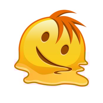 Melting face Large size of yellow emoji smile with hair vector