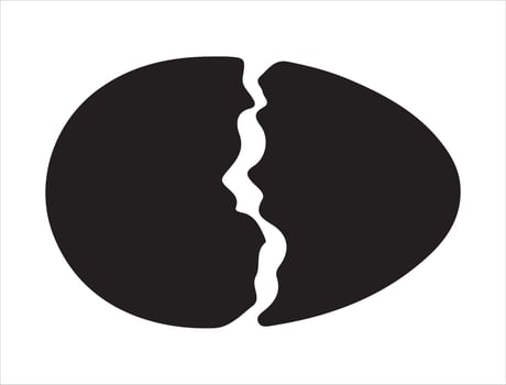 Broken egg silhouette on white background vector