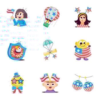 American Independence Day Flat Stickers vector