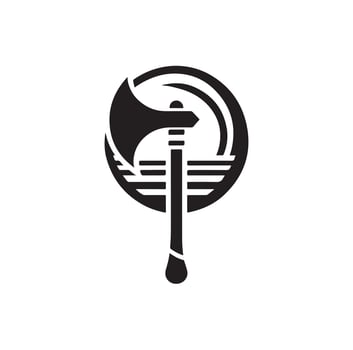 fantasy weapon axe illustration. viking tools logo vector