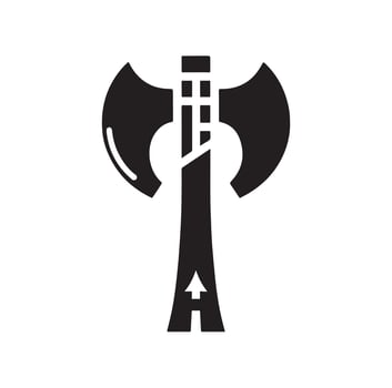 fantasy weapon axe illustration. viking tools logo vector