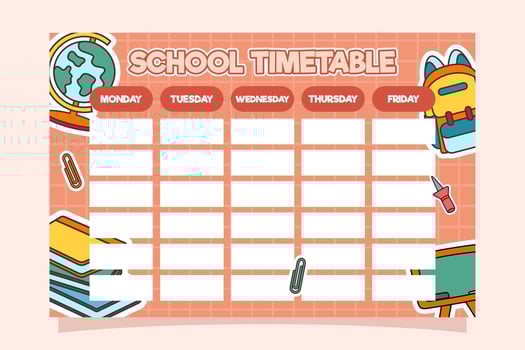 Back to School Time Table Template vector