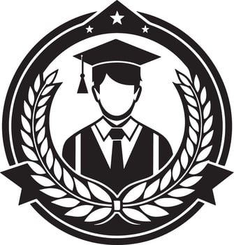 minimal and mordern education logo illustration black and white vector