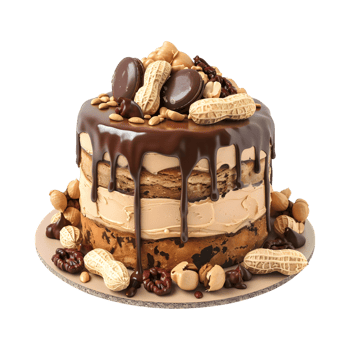 Almonds and Chocolate Cake on Transparent Background png
