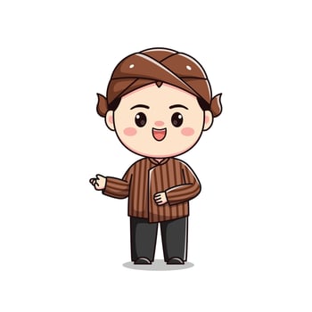 Indonesian traditional Java Blangkon boy costume vector