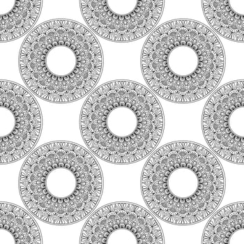 Fantasy seamless pattern with ornamental mandala. Abstract round doodle flower background. vector