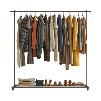 Wardrobe Stand with Clothes on it on Transparent Background png