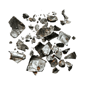 Cracked or Chopped Iron Pieces on Transparent Background png