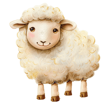 A sheep is standing on a transparent background png