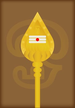 Golden Vel illustration , Vel is a divine javelin or spear associated with Murugan, the Hindu god of war vector