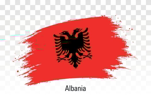 Albania flag. Grunge brush stroke flag of Albania isolated on white illustration vector