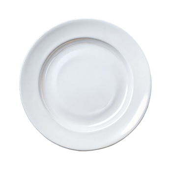 Simple round white plate on transparent background png