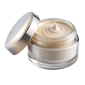Luxurious open skincare cream jar on transparent background png