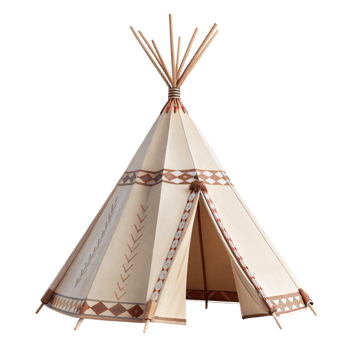 Traditional Native American teepee with decorative patterns on transparent background png