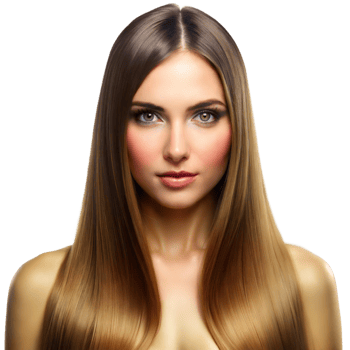 Beautiful woman with long straight hair on transparent background png