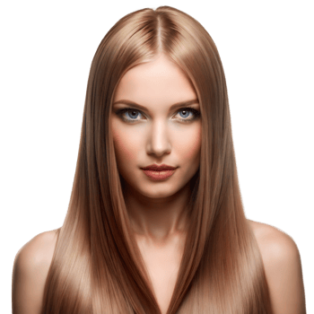 Portrait of young woman with long straight hair on transparent background png
