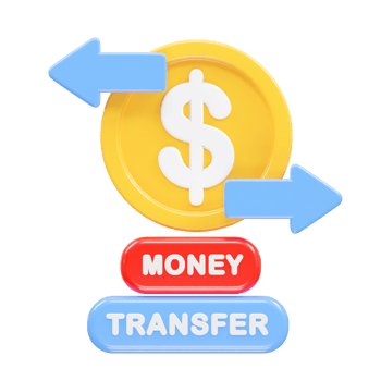 Money transfer icon illustration 3d rendering png