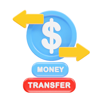 Money transfer icon illustration 3d rendering png