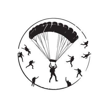 Skydiver silhouette parachuting illustration vector