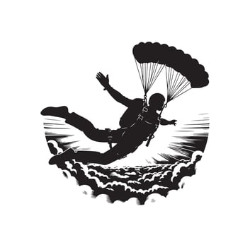 Skydiver silhouette parachuting illustration vector