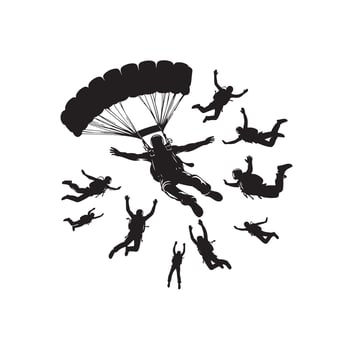 Skydiver silhouette parachuting illustration vector