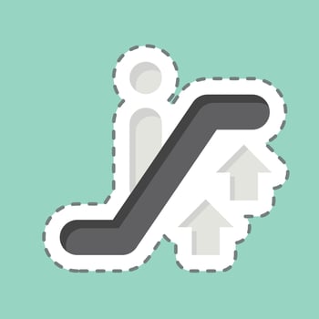 Sticker line cut Up Escalator. related to Airport symbol. simple design illustration vector