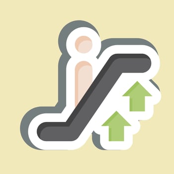Sticker Up Escalator. related to Airport symbol. simple design illustration vector