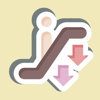 Sticker Down Escalator. related to Airport symbol. simple design illustration vector
