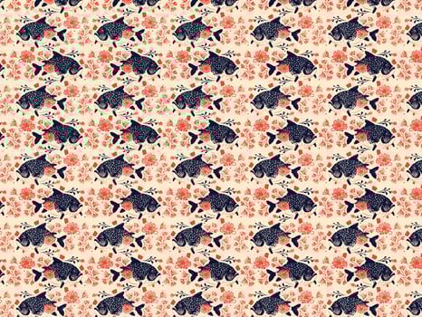 Fish pattern illustration in Japanese style vector