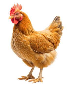 Brown chicken standing on a transparent background png