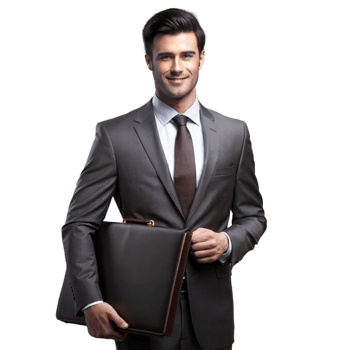 Businessman in a suit holding a briefcase on a transparent background png