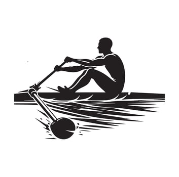 Rowing isolated silhouette illustration vector