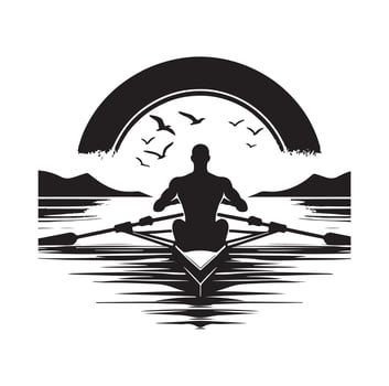 Rowing isolated silhouette illustration vector