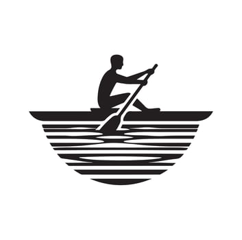 Rowing isolated silhouette illustration vector