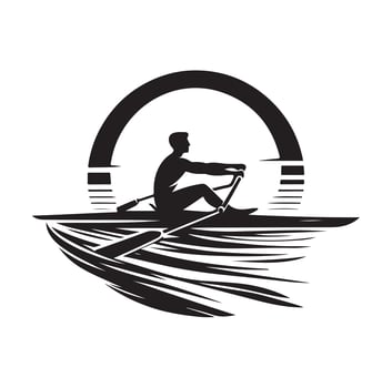 Rowing isolated silhouette illustration vector