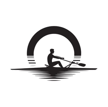 Rowing isolated silhouette illustration vector
