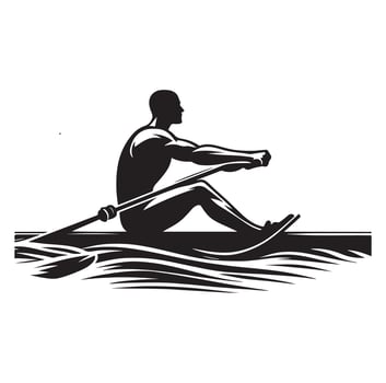 Rowing isolated silhouette illustration vector