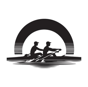 Rowing isolated silhouette illustration vector