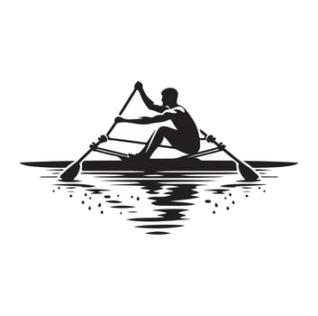 Rowing isolated silhouette illustration vector