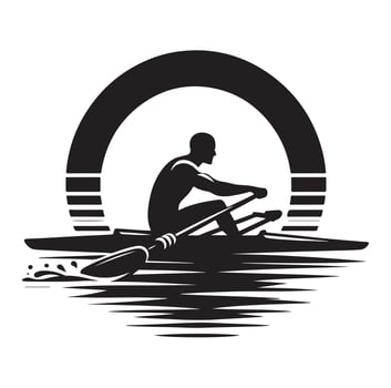 Rowing isolated silhouette illustration vector
