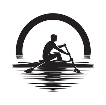 Rowing isolated silhouette illustration vector