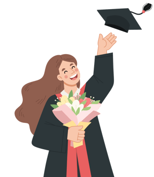 Happy woman graduation cartoon illustration png