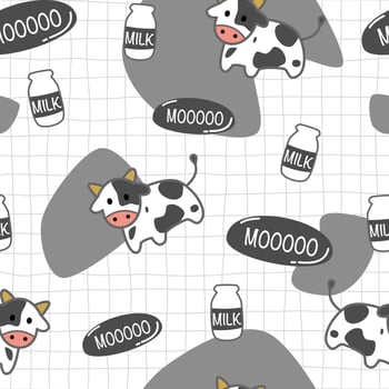 Seamless pattern with milk cow vector