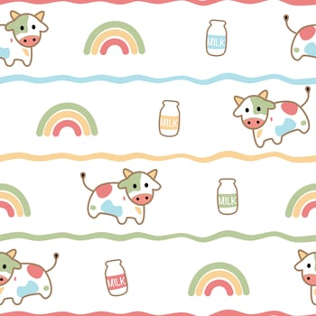 Seamless pattern with milk cow vector